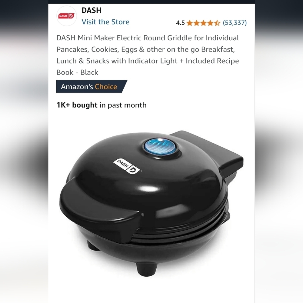 Dash Mini Maker Griddle - Black